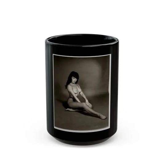 Bettie Page #1011 (Vintage Female Icon) Black Coffee Mug 15oz - Go Mug Yourself