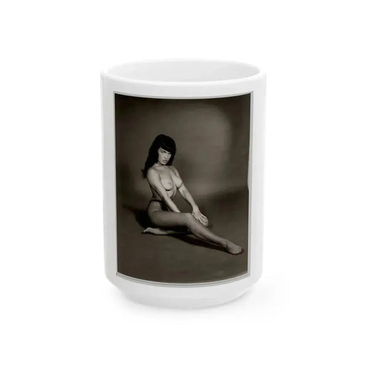 Bettie Page #1011 (Vintage Female Icon) White Coffee Mug 15oz - Go Mug Yourself
