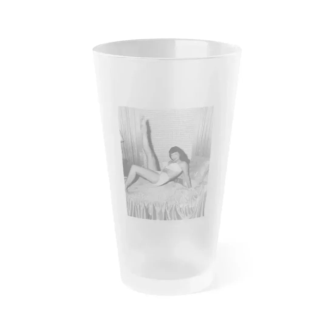 Bettie Page #102 (Vintage Female Icon) Frosted Pint Glass 16oz 16oz Frosted - Go Mug Yourself