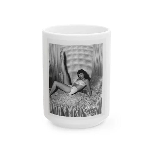 Bettie Page #102 (Vintage Female Icon) White Coffee Mug 15oz - Go Mug Yourself