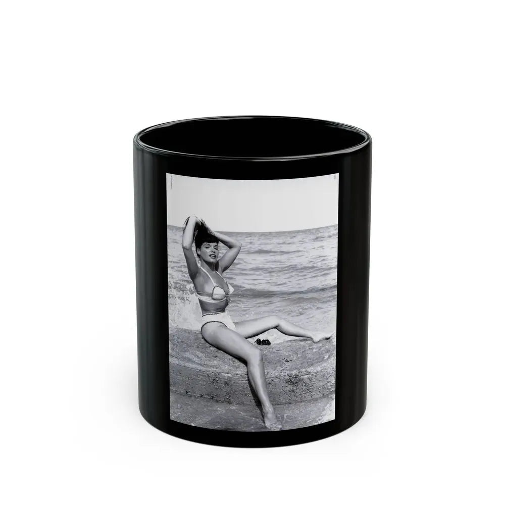 Bettie Page #1041 - 1 B&W Photo from Bunny Yeager's Darkroom Pin-up Photography's Golden Era (Vintage Female Icon) Black Coffee Mug 11oz - Go Mug Yourself