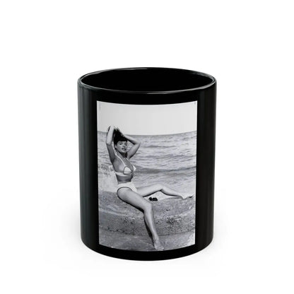Bettie Page #1041 - 1 B&W Photo from Bunny Yeager's Darkroom Pin-up Photography's Golden Era (Vintage Female Icon) Black Coffee Mug 11oz - Go Mug Yourself