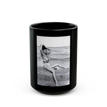 Bettie Page #1041 - 1 B&W Photo from Bunny Yeager's Darkroom Pin-up Photography's Golden Era (Vintage Female Icon) Black Coffee Mug 15oz - Go Mug Yourself