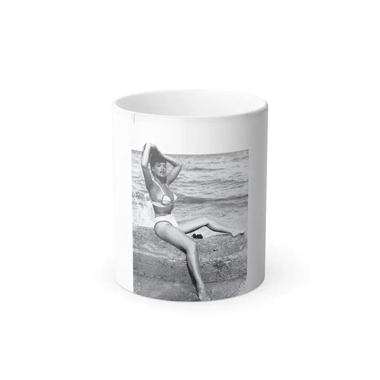 Bettie Page #1041 - 1 B&W Photo from Bunny Yeager's Darkroom Pin-up Photography's Golden Era (Vintage Female Icon) Color Changing Mug 11oz 11oz - Go Mug Yourself