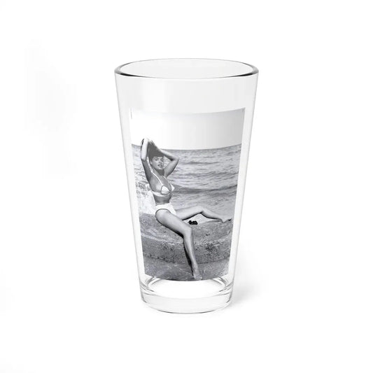 Bettie Page #1041 - 1 B&W Photo from Bunny Yeager's Darkroom Pin-up Photography's Golden Era (Vintage Female Icon) Pint Glass 16oz 16oz - Go Mug Yourself