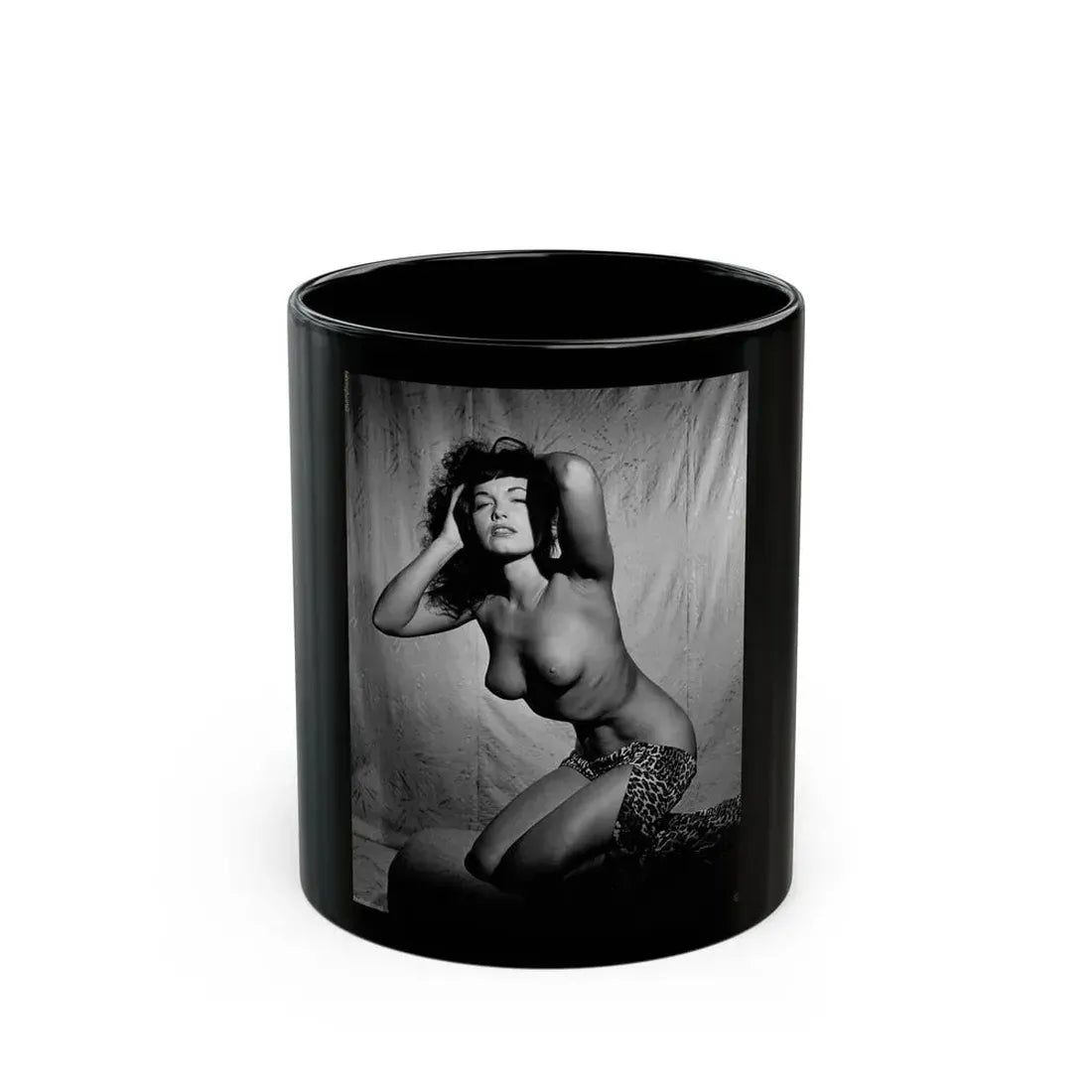 Bettie Page #105_1 (Vintage Female Icon) Black Coffee Mug 11oz - Go Mug Yourself