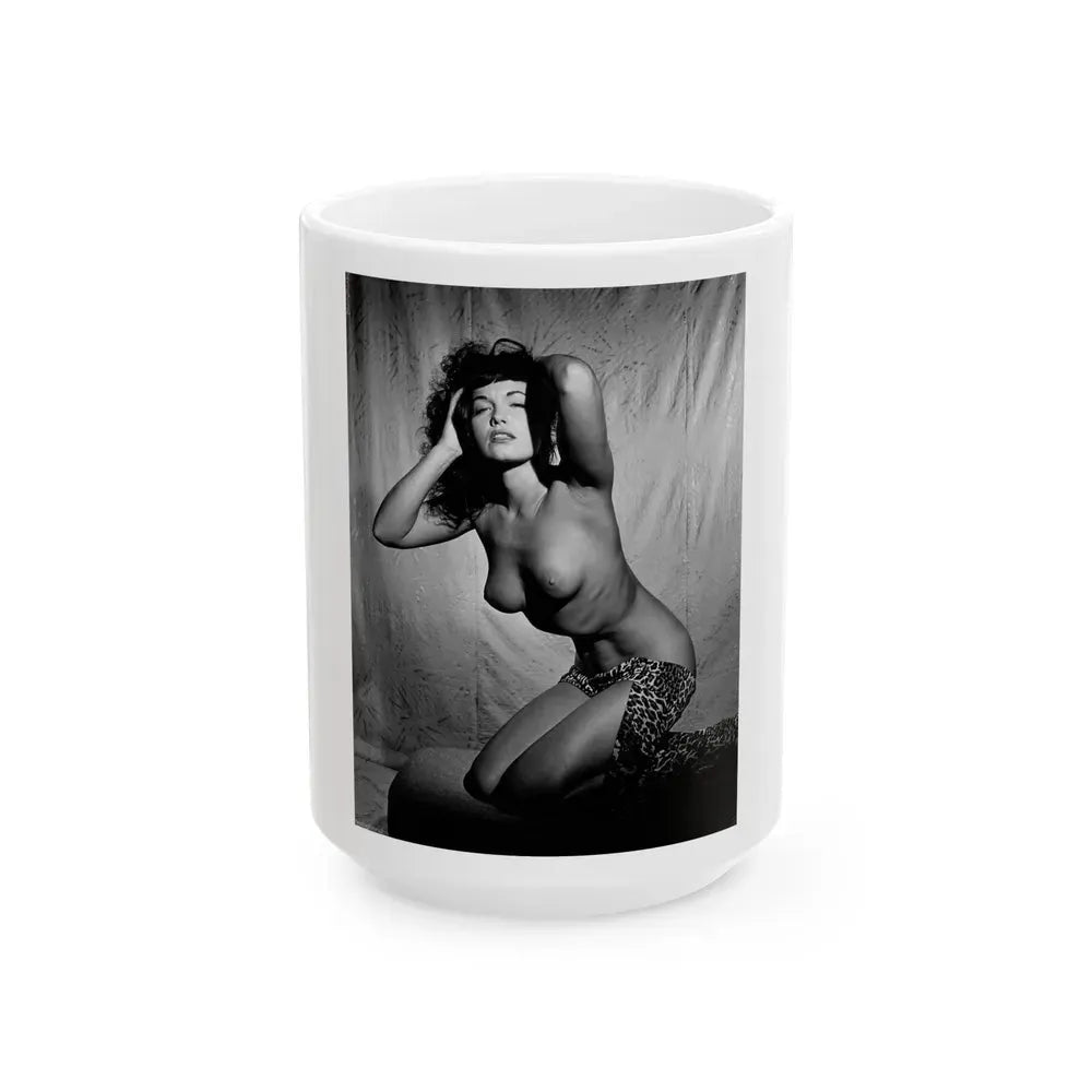 Bettie Page #105_1 (Vintage Female Icon) White Coffee Mug 15oz - Go Mug Yourself