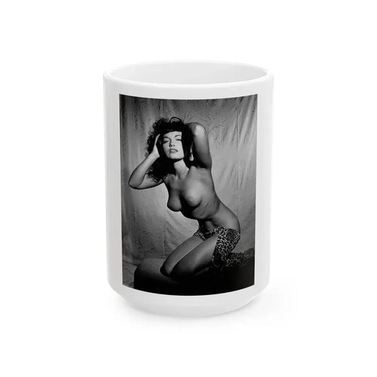 Bettie Page #105_1 (Vintage Female Icon) White Coffee Mug 15oz - Go Mug Yourself