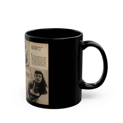 Bettie Page #1059 - 3 B&W Photos & Captions & Short Article from Foto-rama Digest Mag. March '56 (Vintage Female Icon) Black Coffee Mug - Go Mug Yourself