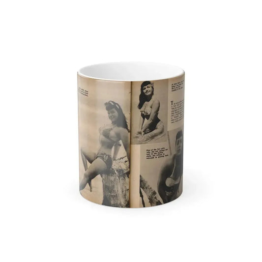 Bettie Page #1059 - 3 B&W Photos & Captions & Short Article from Foto-rama Digest Mag. March '56 (Vintage Female Icon) Color Changing Mug 11oz 11oz - Go Mug Yourself