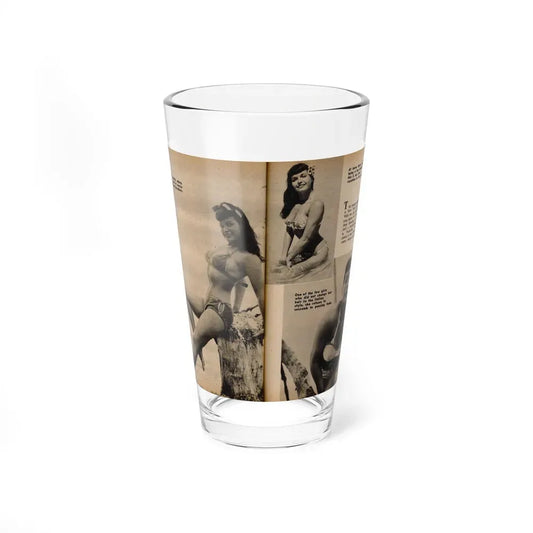Bettie Page #1059 - 3 B&W Photos & Captions & Short Article from Foto-rama Digest Mag. March '56 (Vintage Female Icon) Pint Glass 16oz 16oz - Go Mug Yourself