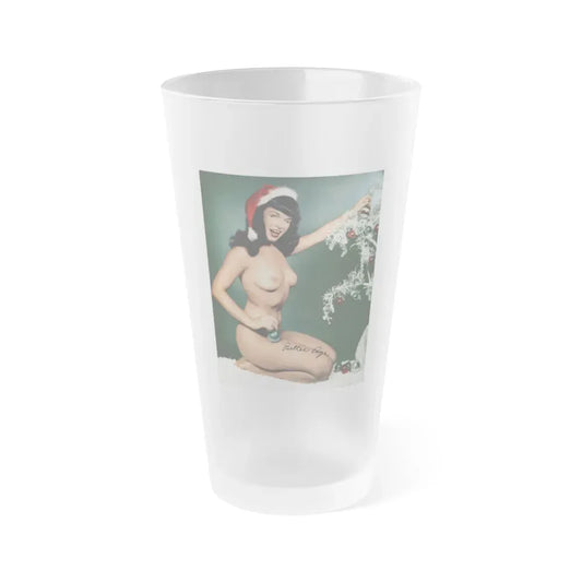 Bettie Page #106 - Playboy Photo Jan. '55 2 (Vintage Female Icon) Frosted Pint Glass 16oz 16oz Frosted - Go Mug Yourself