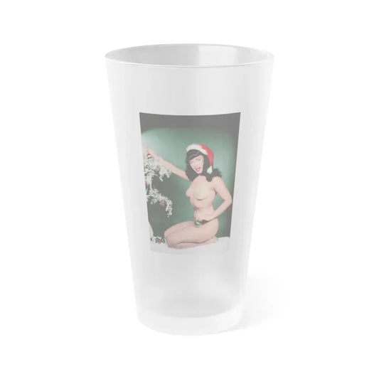 Bettie Page #106 - Playboy Photo Jan. '55 (Vintage Female Icon) Frosted Pint Glass 16oz 16oz Frosted - Go Mug Yourself