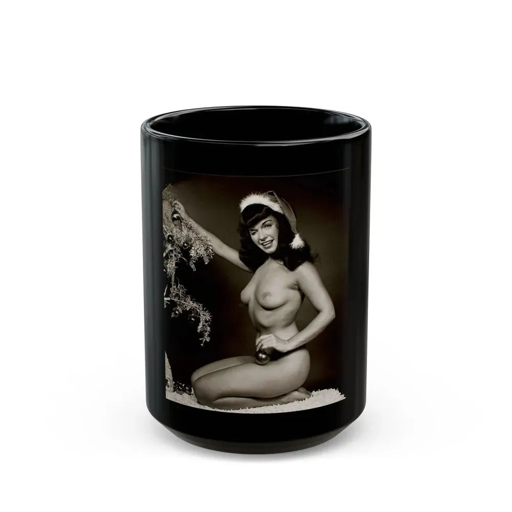 Bettie Page #106 - Playboy Photo Jan. '55_1 (Vintage Female Icon) Black Coffee Mug 15oz - Go Mug Yourself
