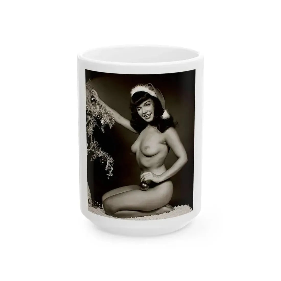 Bettie Page #106 - Playboy Photo Jan. '55_1 (Vintage Female Icon) White Coffee Mug 15oz - Go Mug Yourself