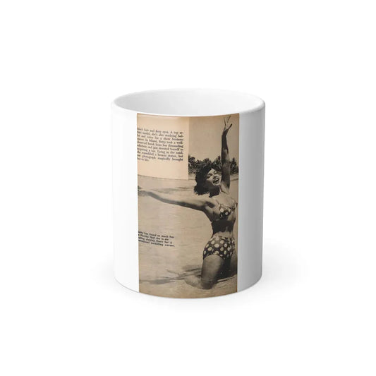 Bettie Page #1060 - 1 B&W Photo, Caption & Short Article End from Foto-rama Digest Mag. March '56 (Vintage Female Icon) Color Changing Mug 11oz 11oz - Go Mug Yourself