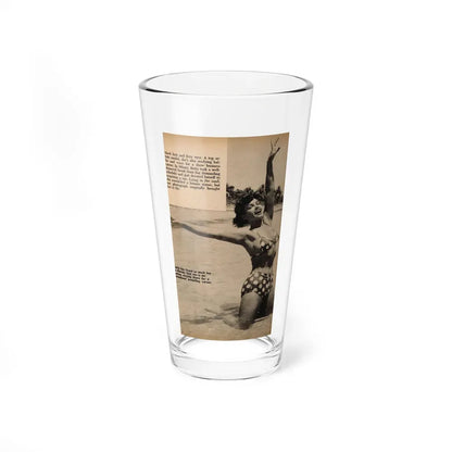 Bettie Page #1060 - 1 B&W Photo, Caption & Short Article End from Foto-rama Digest Mag. March '56 (Vintage Female Icon) Pint Glass 16oz 16oz - Go Mug Yourself