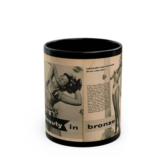 Bettie Page #1061 - Pages 1 & 2 of 8 with, 2 B&W Photos & Short Article from PHOTO Digest Mag. Nov. '54 (Vintage Female Icon) Black Coffee Mug 11oz - Go Mug Yourself
