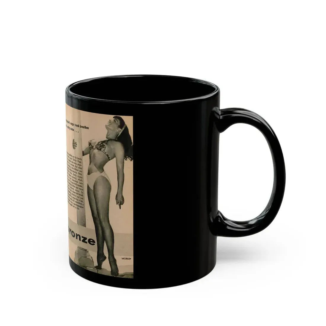 Bettie Page #1061 - Pages 1 & 2 of 8 with, 2 B&W Photos & Short Article from PHOTO Digest Mag. Nov. '54 (Vintage Female Icon) Black Coffee Mug - Go Mug Yourself