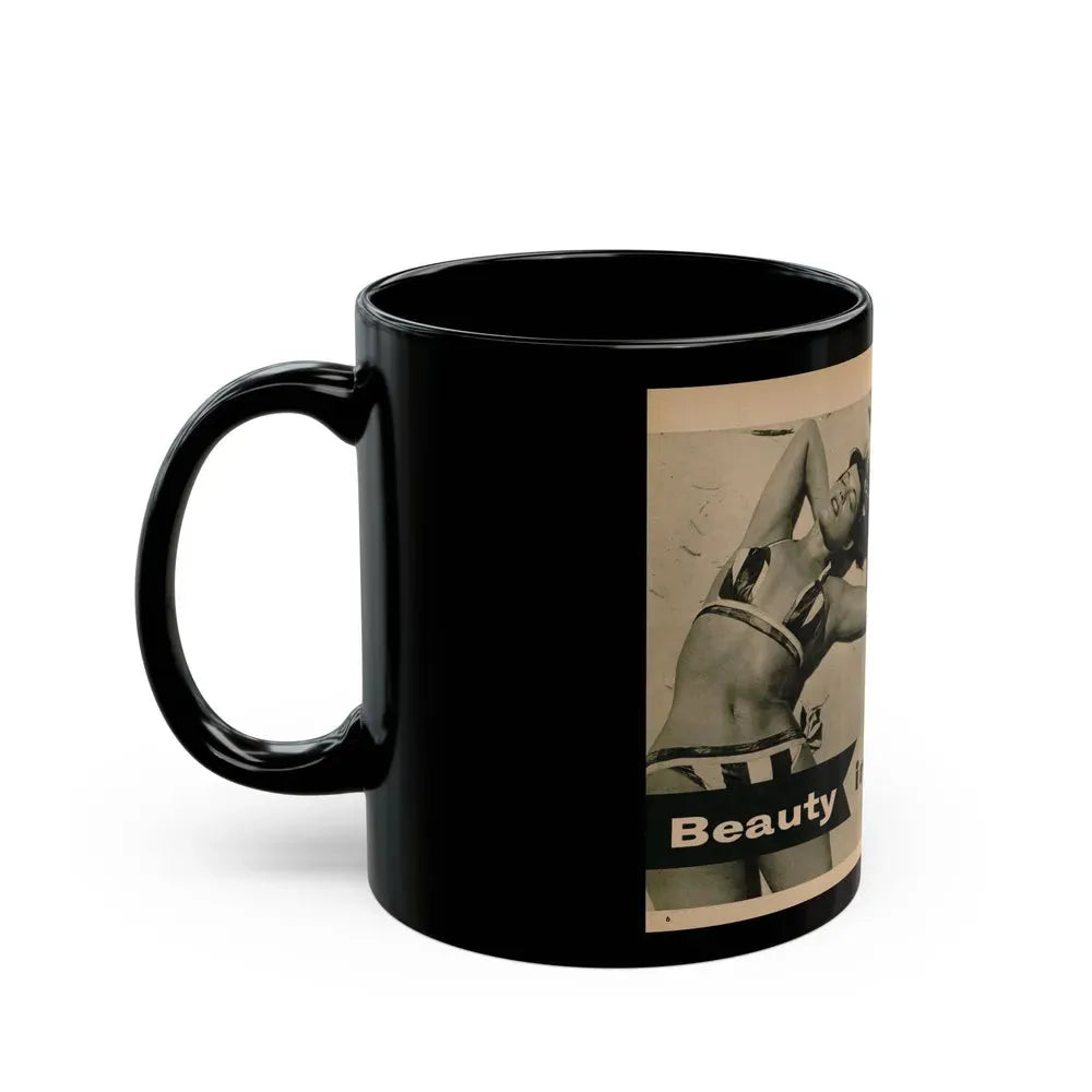 Bettie Page #1061 - Pages 1 & 2 of 8 with, 2 B&W Photos & Short Article from PHOTO Digest Mag. Nov. '54 (Vintage Female Icon) Black Coffee Mug - Go Mug Yourself