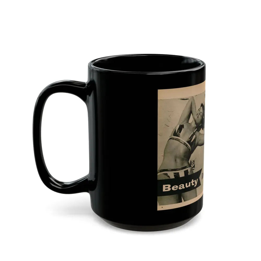 Bettie Page #1061 - Pages 1 & 2 of 8 with, 2 B&W Photos & Short Article from PHOTO Digest Mag. Nov. '54 (Vintage Female Icon) Black Coffee Mug - Go Mug Yourself