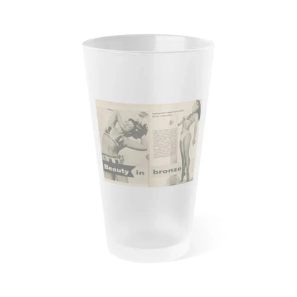 Bettie Page #1061 - Pages 1 & 2 of 8 with, 2 B&W Photos & Short Article from PHOTO Digest Mag. Nov. '54 (Vintage Female Icon) Frosted Pint Glass 16oz 16oz Frosted - Go Mug Yourself
