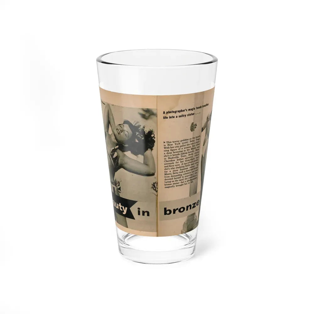 Bettie Page #1061 - Pages 1 & 2 of 8 with, 2 B&W Photos & Short Article from PHOTO Digest Mag. Nov. '54 (Vintage Female Icon) Pint Glass 16oz 16oz - Go Mug Yourself