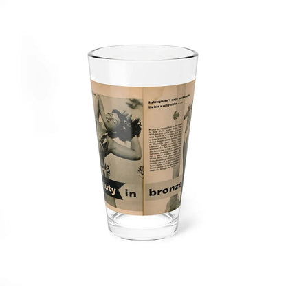 Bettie Page #1061 - Pages 1 & 2 of 8 with, 2 B&W Photos & Short Article from PHOTO Digest Mag. Nov. '54 (Vintage Female Icon) Pint Glass 16oz 16oz - Go Mug Yourself