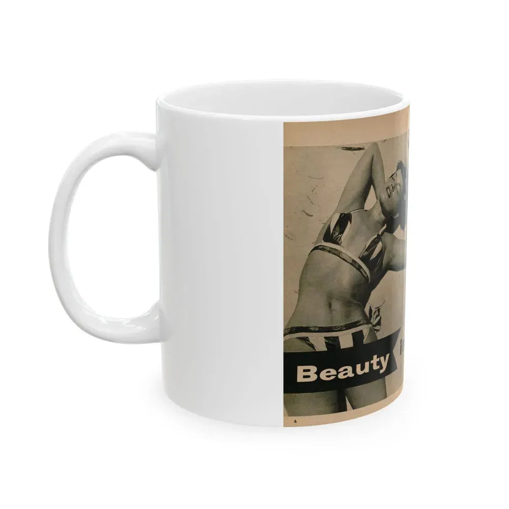 Bettie Page #1061 - Pages 1 & 2 of 8 with, 2 B&W Photos & Short Article from PHOTO Digest Mag. Nov. '54 (Vintage Female Icon) White Coffee Mug - Go Mug Yourself