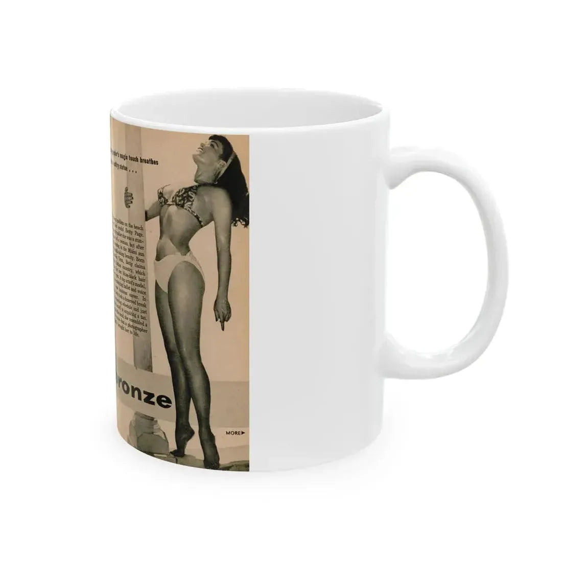 Bettie Page #1061 - Pages 1 & 2 of 8 with, 2 B&W Photos & Short Article from PHOTO Digest Mag. Nov. '54 (Vintage Female Icon) White Coffee Mug - Go Mug Yourself