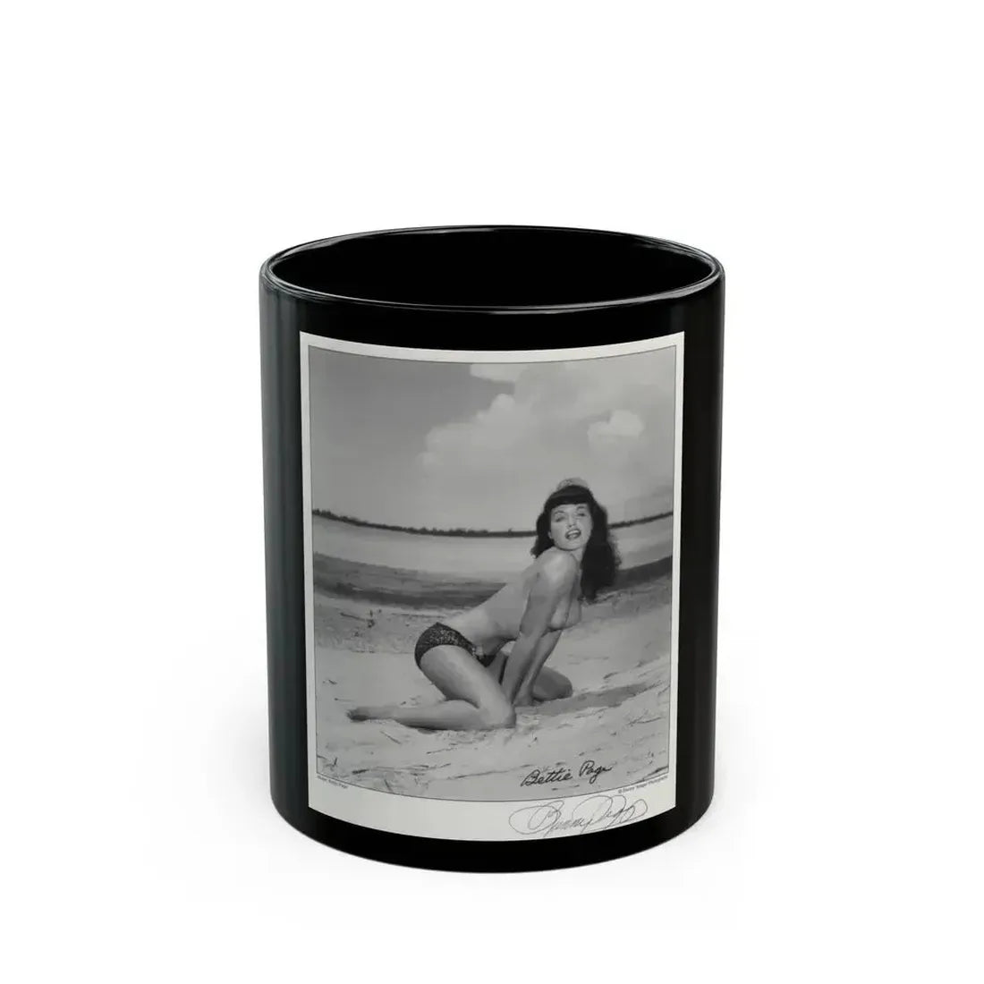 Bettie Page #1061 (Vintage Female Icon) Black Coffee Mug 11oz - Go Mug Yourself