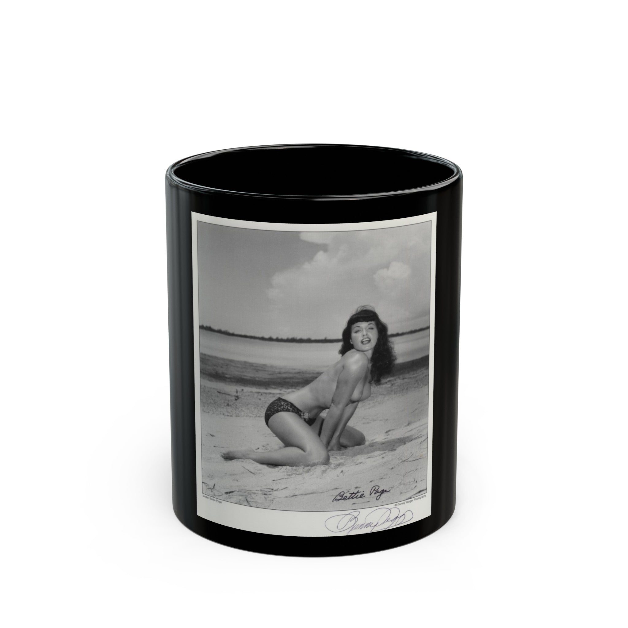 Bettie Page #1061 (Vintage Female Icon) Black Coffee Mug-Go Mug Yourself