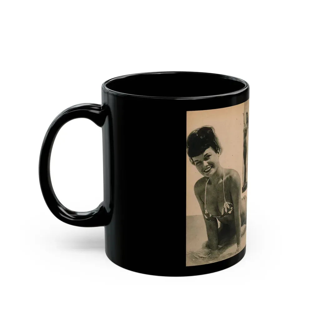 Bettie Page #1062 - Pages 3 & 4 of 8 with, 2 B&W Photos & Caption from PHOTO Digest Mag. Nov. '54 (Vintage Female Icon) Black Coffee Mug - Go Mug Yourself
