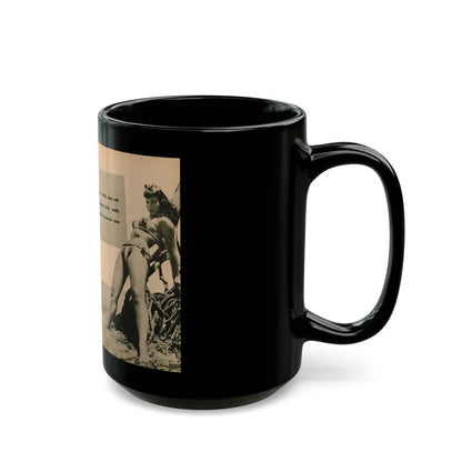 Bettie Page #1062 - Pages 3 & 4 of 8 with, 2 B&W Photos & Caption from PHOTO Digest Mag. Nov. '54 (Vintage Female Icon) Black Coffee Mug - Go Mug Yourself