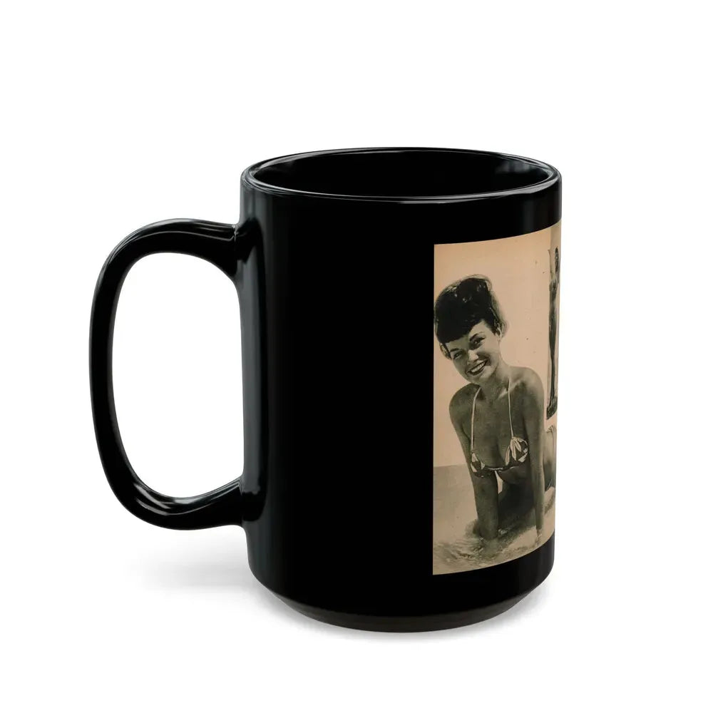Bettie Page #1062 - Pages 3 & 4 of 8 with, 2 B&W Photos & Caption from PHOTO Digest Mag. Nov. '54 (Vintage Female Icon) Black Coffee Mug - Go Mug Yourself