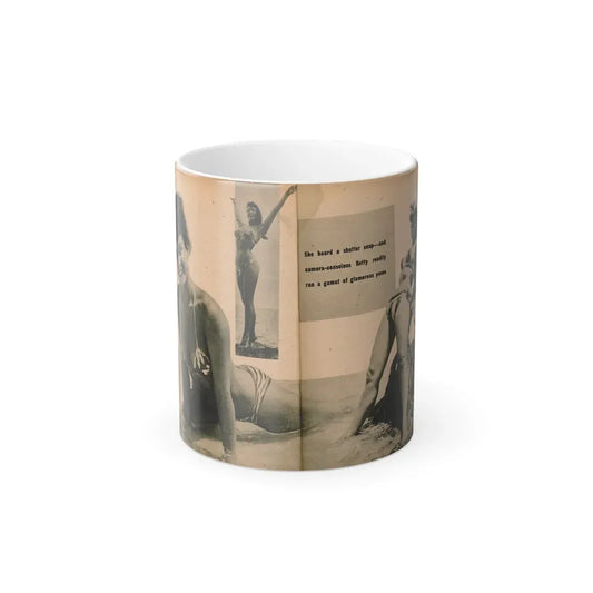 Bettie Page #1062 - Pages 3 & 4 of 8 with, 2 B&W Photos & Caption from PHOTO Digest Mag. Nov. '54 (Vintage Female Icon) Color Changing Mug 11oz 11oz - Go Mug Yourself