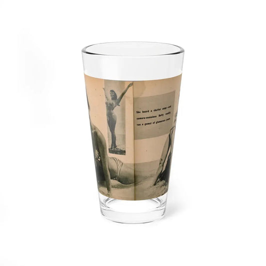 Bettie Page #1062 - Pages 3 & 4 of 8 with, 2 B&W Photos & Caption from PHOTO Digest Mag. Nov. '54 (Vintage Female Icon) Pint Glass 16oz 16oz - Go Mug Yourself