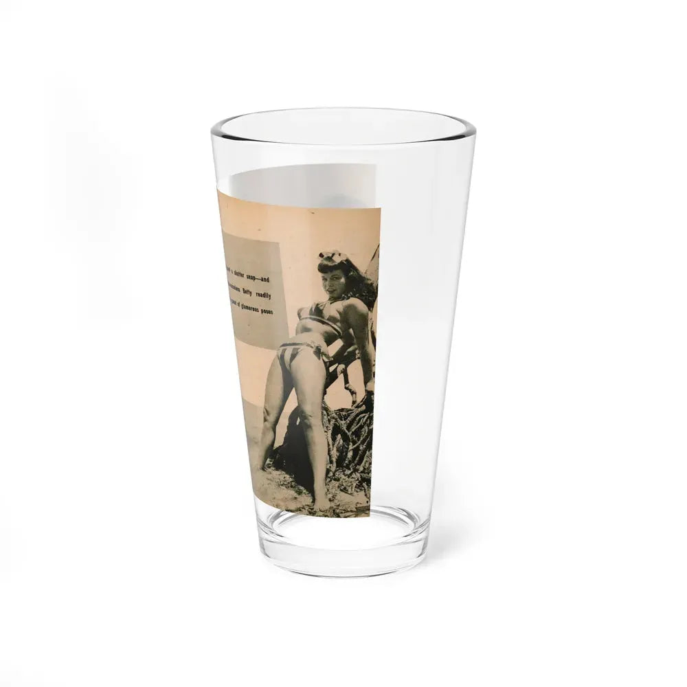Bettie Page #1062 - Pages 3 & 4 of 8 with, 2 B&W Photos & Caption from PHOTO Digest Mag. Nov. '54 (Vintage Female Icon) Pint Glass 16oz - Go Mug Yourself