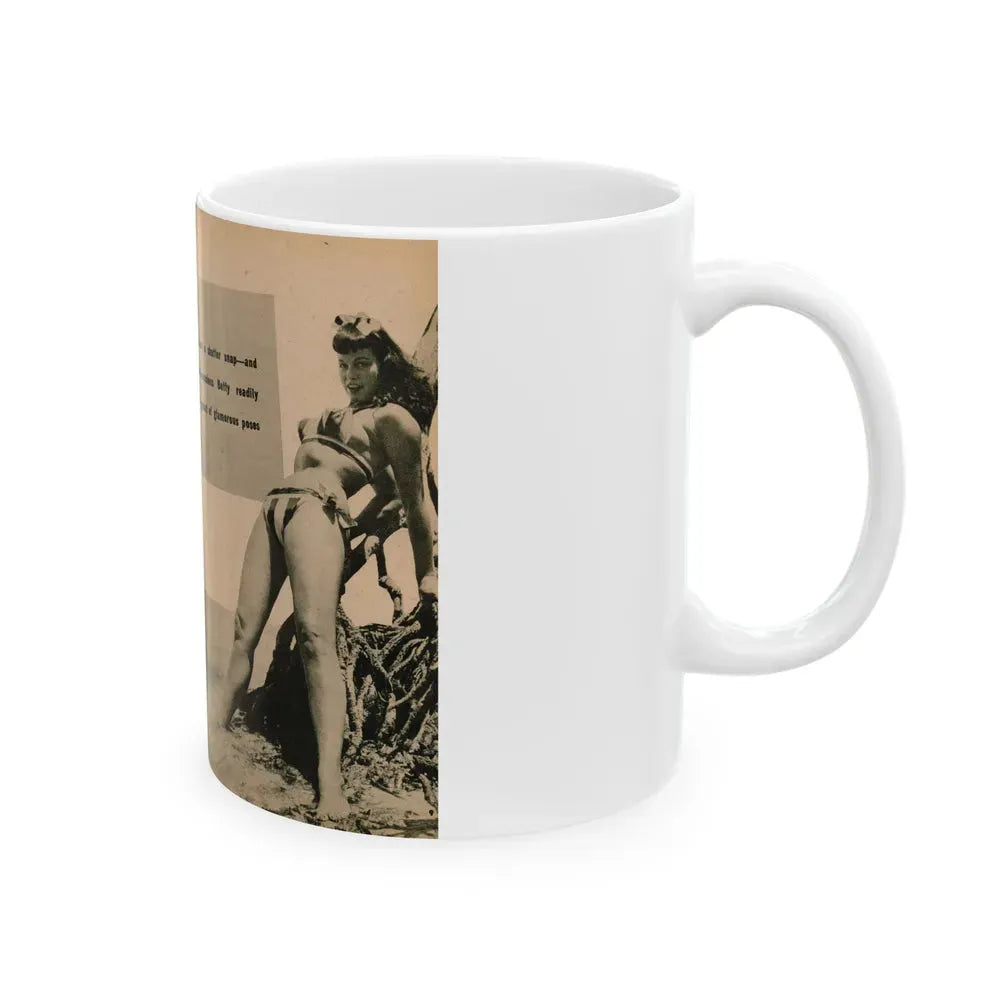 Bettie Page #1062 - Pages 3 & 4 of 8 with, 2 B&W Photos & Caption from PHOTO Digest Mag. Nov. '54 (Vintage Female Icon) White Coffee Mug - Go Mug Yourself