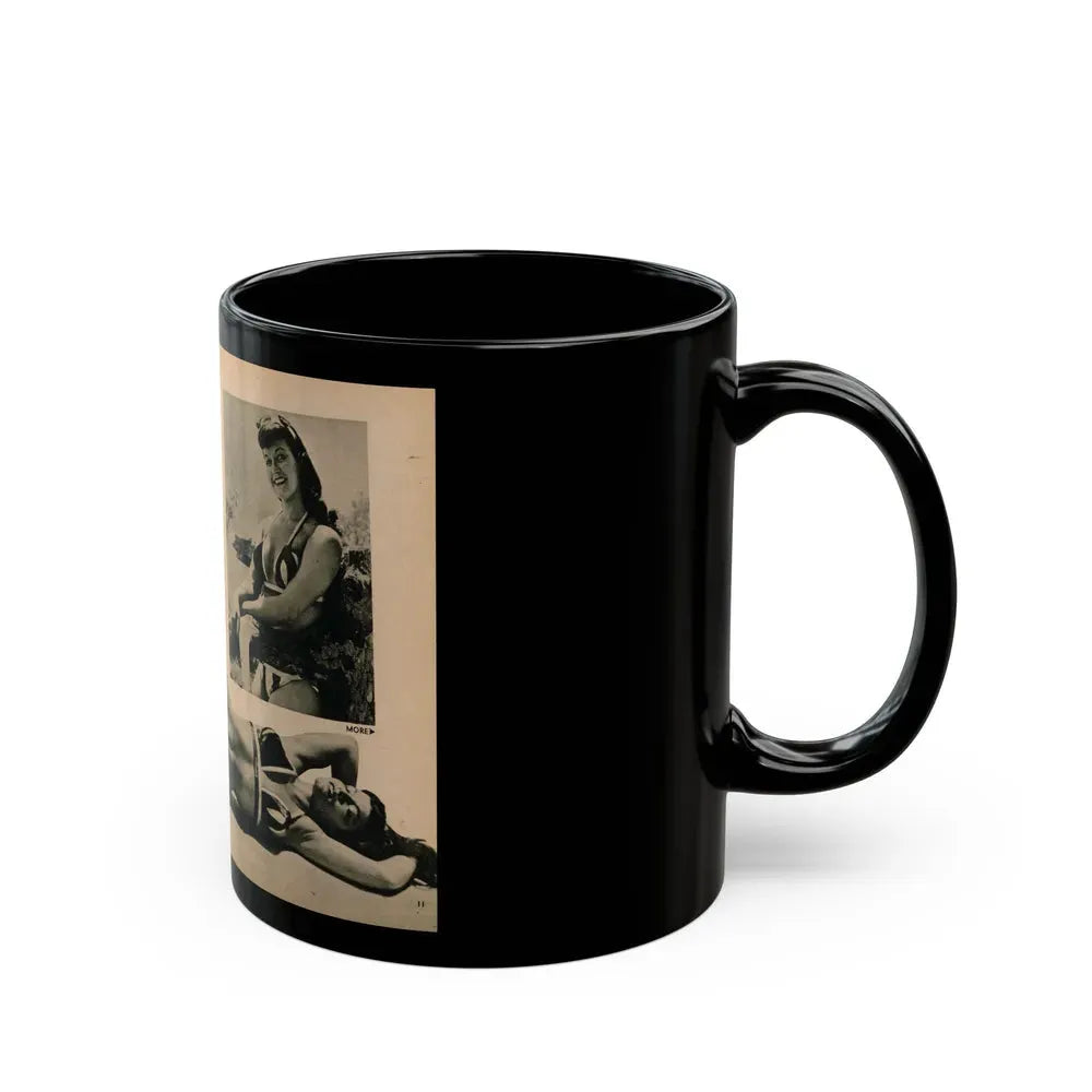 Bettie Page #1063 - Pages 5 & 6 of 8 with, 2 B&W Photos & Short Article from PHOTO Digest Mag. Nov. '54(Dave's Library Scan) (Vintage Female Icon) Black Coffee Mug - Go Mug Yourself