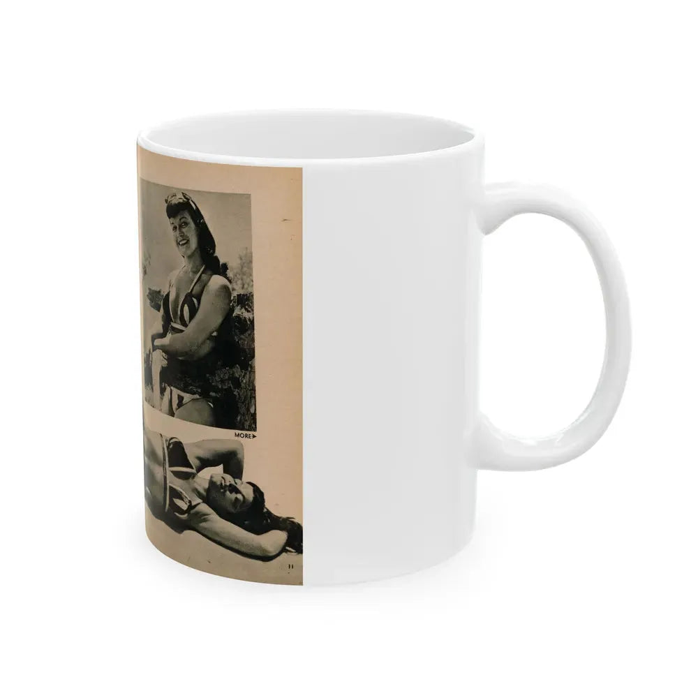 Bettie Page #1063 - Pages 5 & 6 of 8 with, 2 B&W Photos & Short Article from PHOTO Digest Mag. Nov. '54(Dave's Library Scan) (Vintage Female Icon) White Coffee Mug - Go Mug Yourself