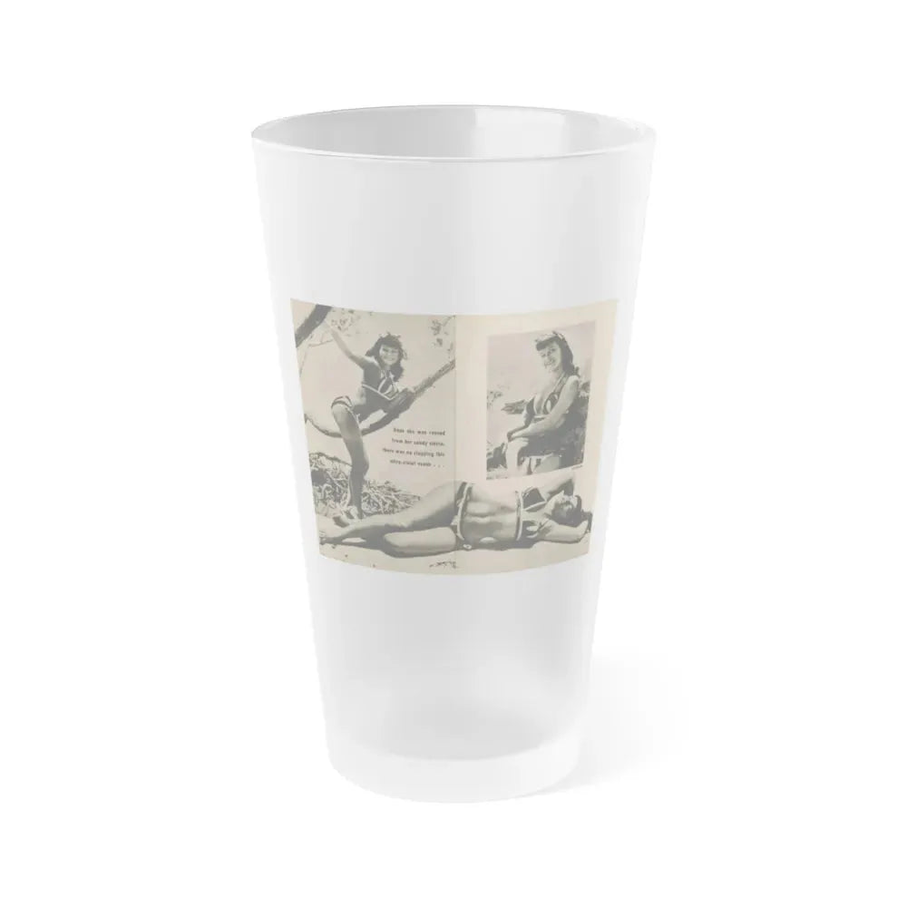 Bettie Page #1063 - Pages 5 & 6 of 8 with, 2 B&W Photos & Short Article from PHOTO Digest Mag. Nov. '54( (Vintage Female Icon) Frosted Pint Glass 16oz 16oz Frosted - Go Mug Yourself