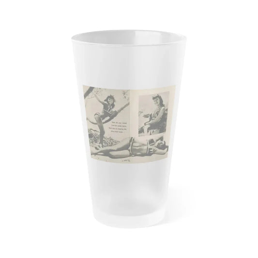 Bettie Page #1063 - Pages 5 & 6 of 8 with, 2 B&W Photos & Short Article from PHOTO Digest Mag. Nov. '54( (Vintage Female Icon) Frosted Pint Glass 16oz 16oz Frosted - Go Mug Yourself