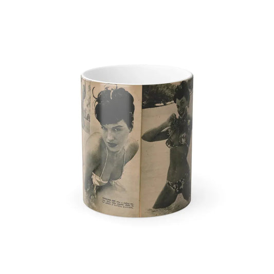 Bettie Page #1064 - Pages 7 & 8 of 8 with, 2 B&W Photos & Short Article from PHOTO Digest Mag. Nov. '54(Dave's Library Scan) (Vintage Female Icon) Color Changing Mug 11oz 11oz - Go Mug Yourself