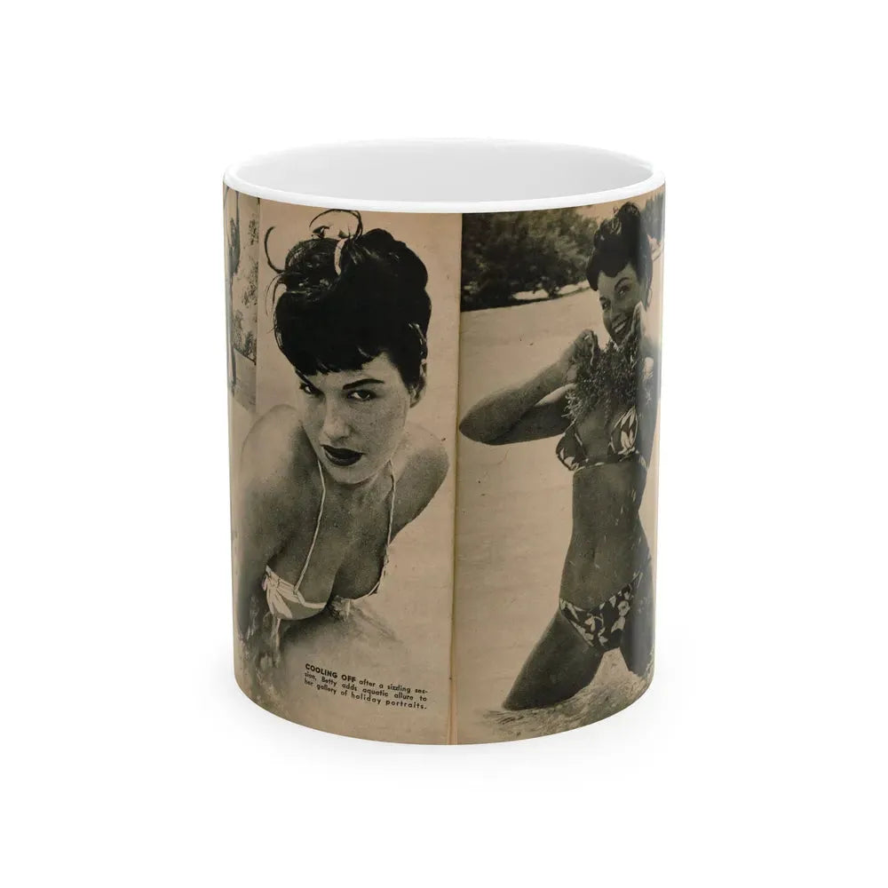 Bettie Page #1064 - Pages 7 & 8 of 8 with, 2 B&W Photos & Short Article from PHOTO Digest Mag. Nov. '54(Dave's Library Scan) (Vintage Female Icon) White Coffee Mug 11oz - Go Mug Yourself