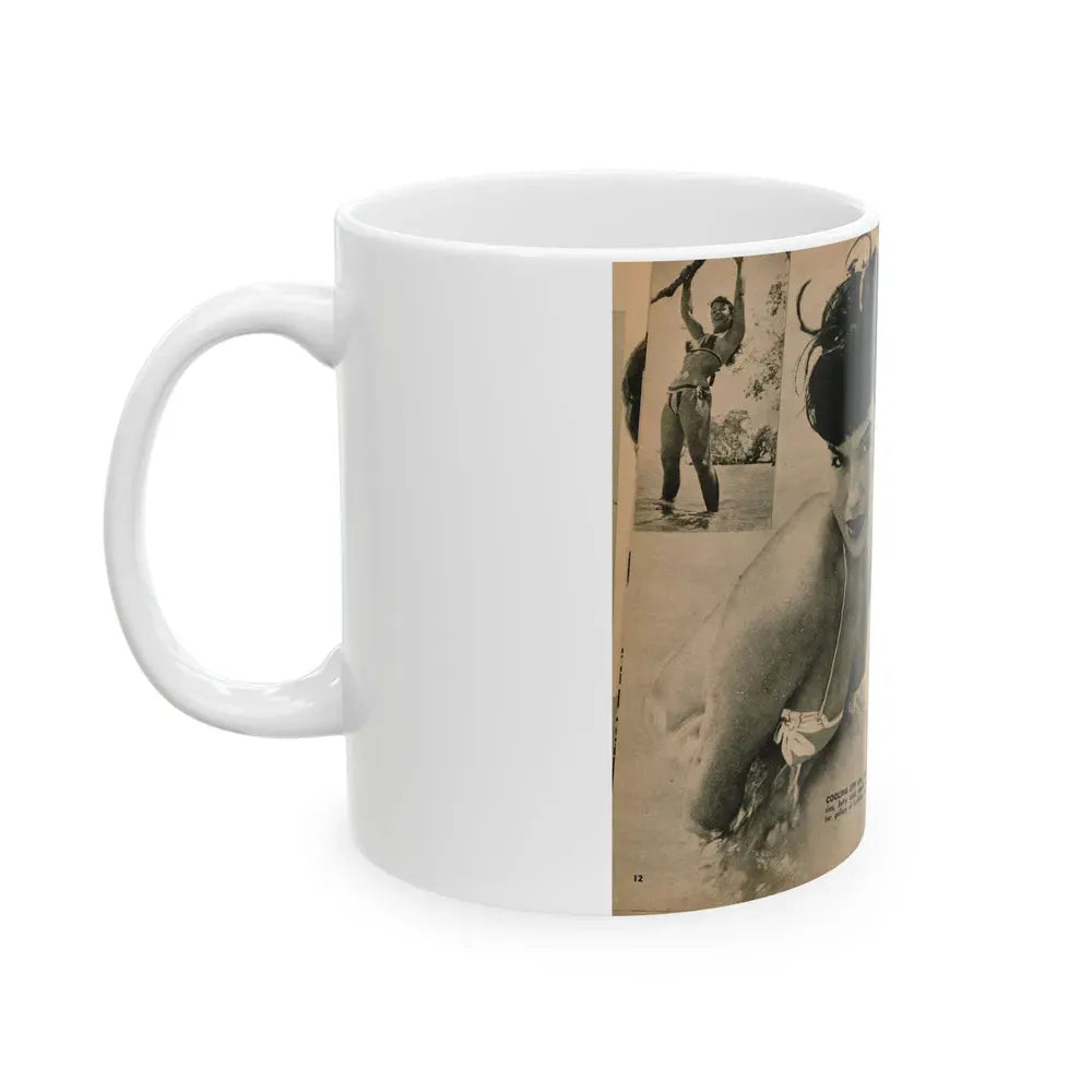 Bettie Page #1064 - Pages 7 & 8 of 8 with, 2 B&W Photos & Short Article from PHOTO Digest Mag. Nov. '54(Dave's Library Scan) (Vintage Female Icon) White Coffee Mug - Go Mug Yourself