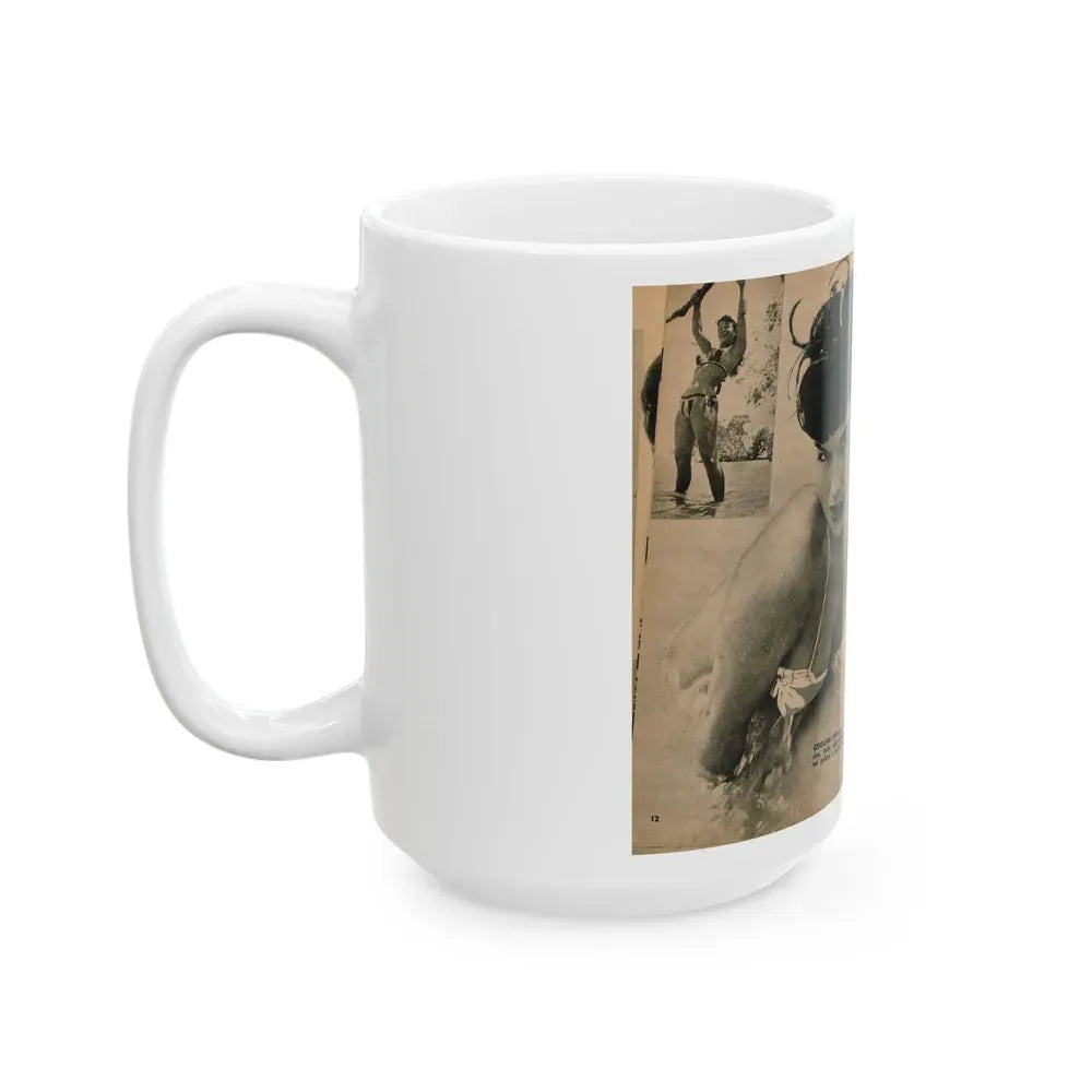 Bettie Page #1064 - Pages 7 & 8 of 8 with, 2 B&W Photos & Short Article from PHOTO Digest Mag. Nov. '54(Dave's Library Scan) (Vintage Female Icon) White Coffee Mug - Go Mug Yourself