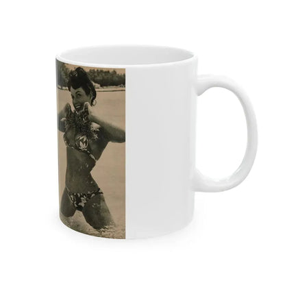 Bettie Page #1064 - Pages 7 & 8 of 8 with, 2 B&W Photos & Short Article from PHOTO Digest Mag. Nov. '54(Dave's Library Scan) (Vintage Female Icon) White Coffee Mug - Go Mug Yourself
