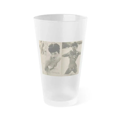 Bettie Page #1064 - Pages 7 & 8 of 8 with, 2 B&W Photos & Short Article from PHOTO Digest Mag. Nov. '54( (Vintage Female Icon) Frosted Pint Glass 16oz 16oz Frosted - Go Mug Yourself