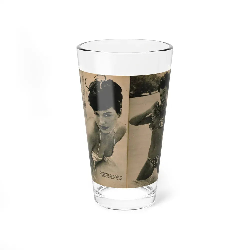 Bettie Page #1064 - Pages 7 & 8 of 8 with, 2 B&W Photos & Short Article from PHOTO Digest Mag. Nov. '54( (Vintage Female Icon) Pint Glass 16oz 16oz - Go Mug Yourself